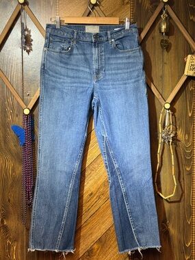 Everlane Medium Blue Straight Ankle Jeans with Raw Hem